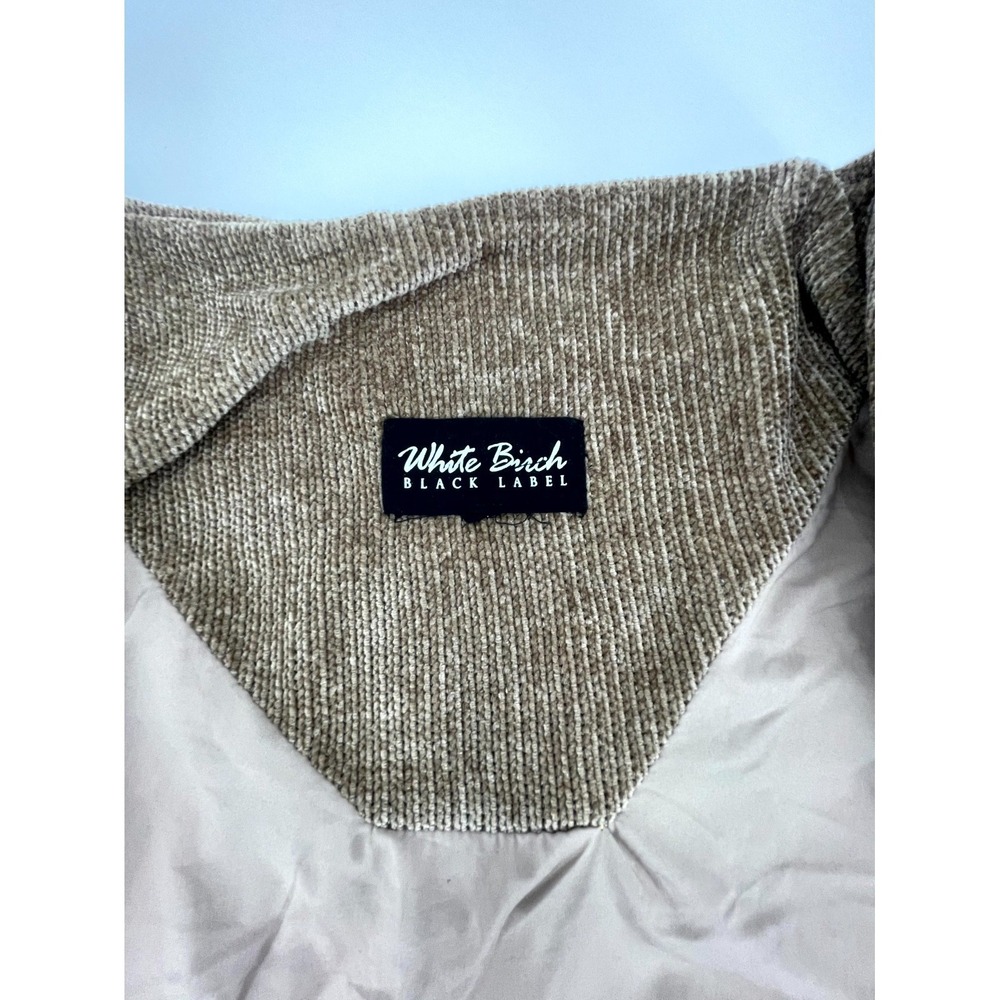 White Birch Black Label Corduroy Jacket Womens Large Tan Lined Mock Neck Zip Up - Picture 3 of 12